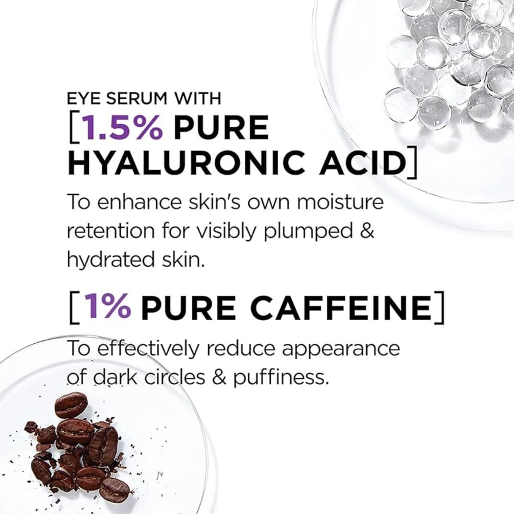 L'Oreal Revitalift Derm Intensives Brightening Eye Serum Hyaluronic & Caffeine - Picture 3 of 9